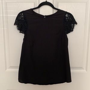 Merona Black Lace-sleeved Blouse (size S)